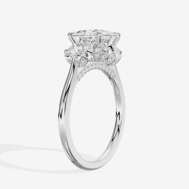 Royal Sincere Three Stone Princess Engagement Ring (2/3 ct. tw.) in 18K White Gold