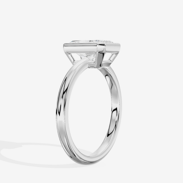 Tensare Bezel 2mm Radiant Solitaire Engagement Ring in 18K White Gold