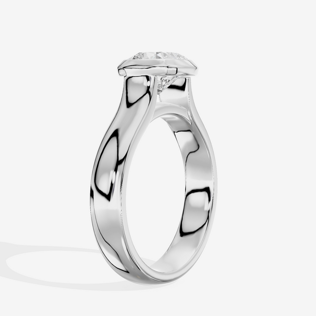Cherubine 4mm Cushion Bezel Engagement Ring in 18K White Gold