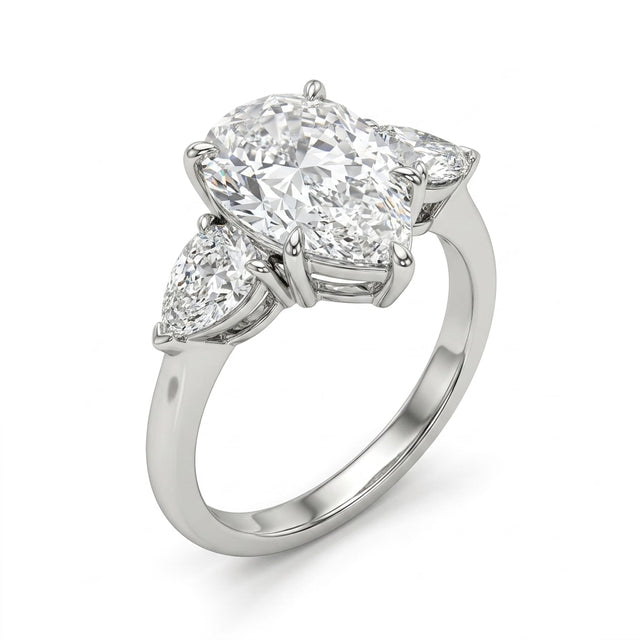 Three Stone Pear Engagement Ring (3.09 ct. tw.) in 18K White Gold