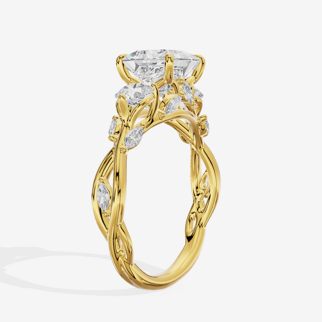 Modern Vowsae Three Stone Princess Engagement Ring (3/4 ct. tw.) in 18K Yellow Gold
