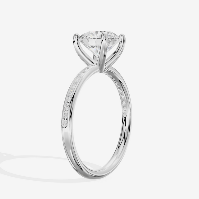Classic Trellise Round Engagement Ring with Side Stones (1/8 ct. tw.) in 18K White Gold