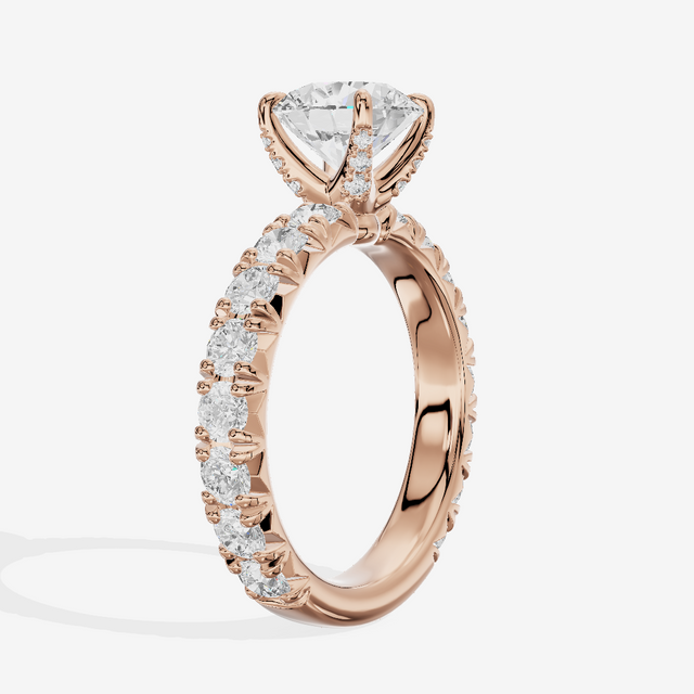 Crowned Sincere Round Engagement Ring with Side Stones (3/4 ct. tw.) in 14K Rose Gold