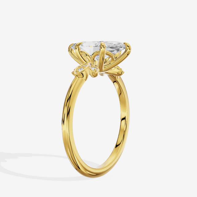 Trellise Marquise Engagement Ring with Side Stones (1/20 ct. tw.) in 18K Yellow Gold