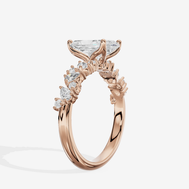 Bowed Vowsae Radiant Engagement Ring with Side Stones (2/5 ct. tw.) in 18K Rose Gold