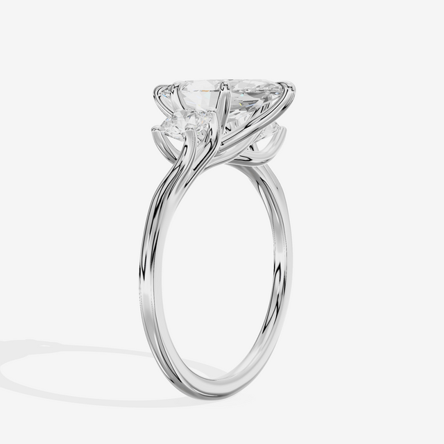 Luxe Vowsae Three Stone Marquise Engagement Ring (1/2 ct. tw.) in 14K White Gold