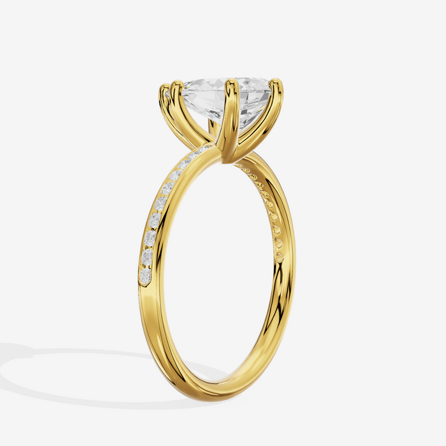 Classic Trellise Pear Engagement Ring with Side Stones (1/8 ct. tw.) in 14K Yellow Gold