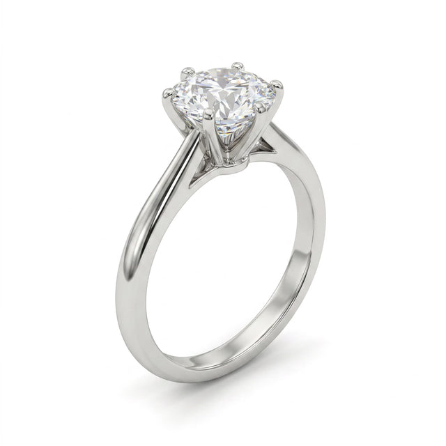 Cathedral Solitaire Round Engagement Ring (2.04 ct.) in Platinum
