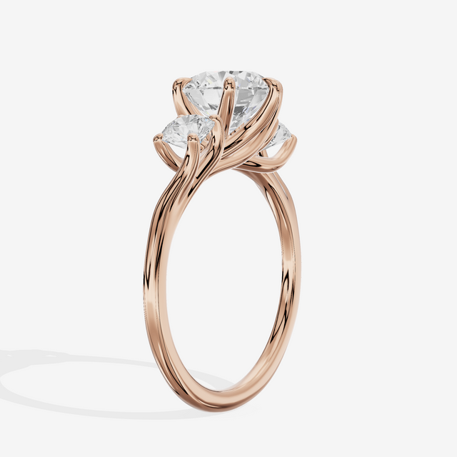 Luxe Vowsae Three Stone Round Engagement Ring (1/2 ct. tw.) in 14K Rose Gold