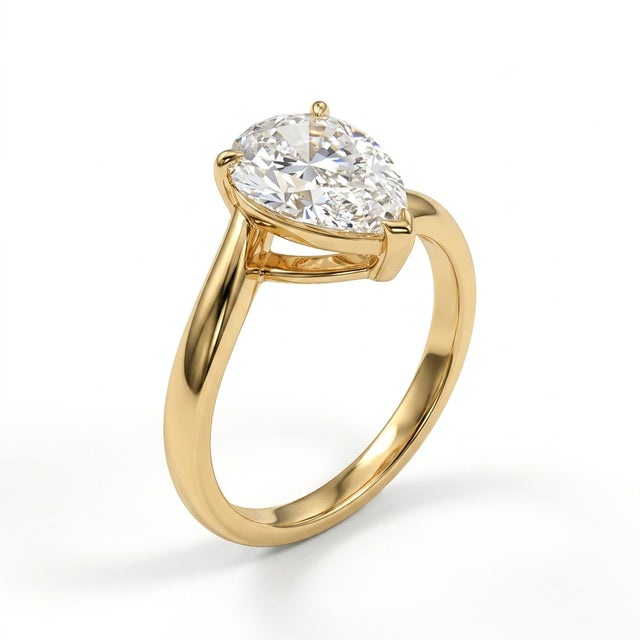 Solitaire Pear Engagement Ring (1.54 ct.) in 18K Yellow Gold