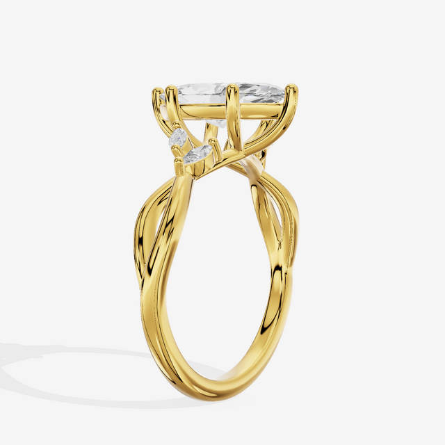 Vowsae Pavé Marquise Engagement Ring with Side Stones (1/8 ct. tw.) in 14K Yellow Gold