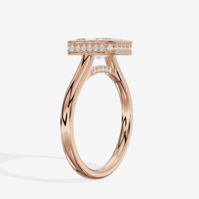 Sincere Hidden Halo Radiant Engagement Ring (1/6 ct. tw.) in 14K Rose Gold