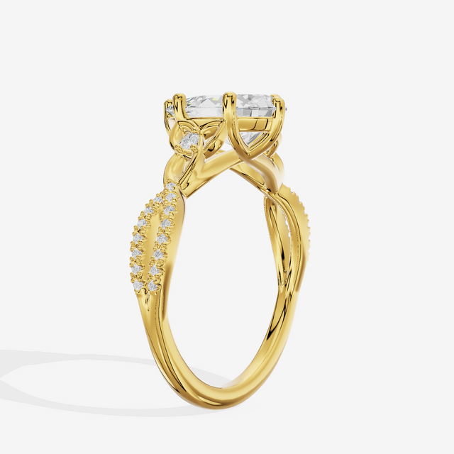 Luxe Sincere Pear Engagement Ring with Side Stones (1/10 ct. tw.) in 18K Yellow Gold
