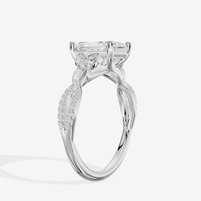 Luxe Sincere Radiant Engagement Ring with Side Stones (1/10 ct. tw.) in Platinum