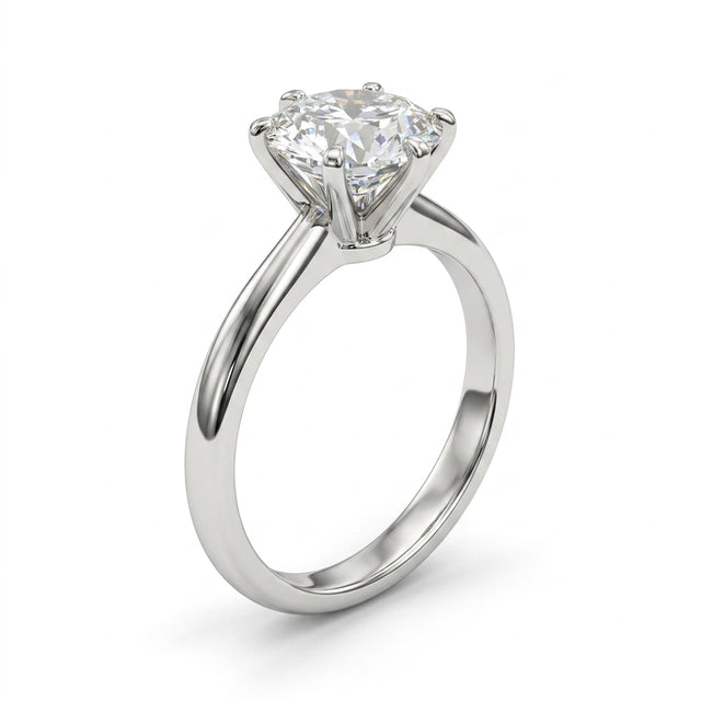 Cathedral Solitaire Round Engagement Ring (1.51 ct.) in Platinum
