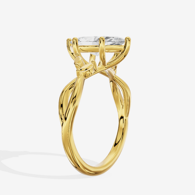 Modern Sincere Marquise Engagement Ring with Side Stones in 18K Yellow Gold