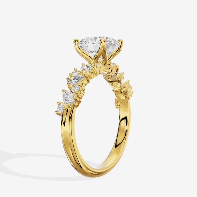 Bowed Vowsae Round Engagement Ring with Side Stones (2/5 ct. tw.) in 14K Yellow Gold
