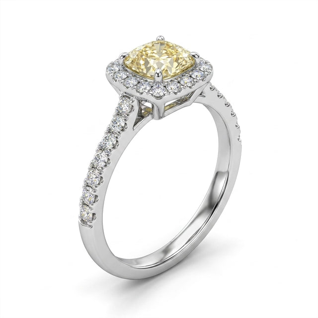 Halo Pavé Cushion Engagement Ring (1.09 ct. tw.) in 18K White Gold