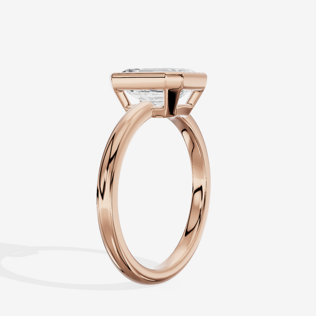 Tensare Bezel 2mm Emerald Solitaire Engagement Ring in 18K Rose Gold