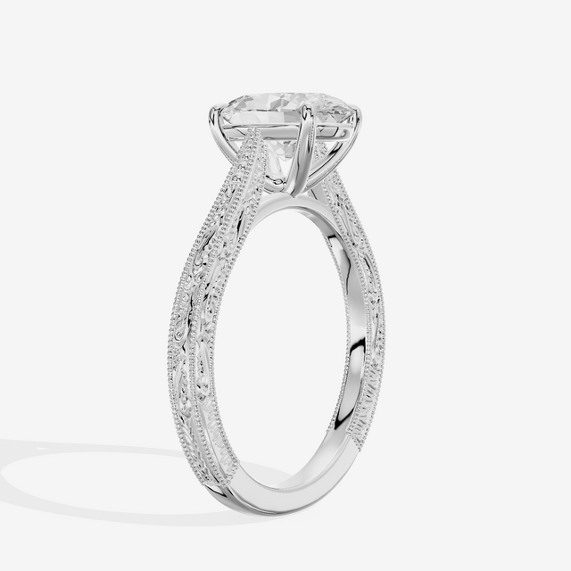 Vintage Vowsae Oval Engagement Ring in 18K White Gold