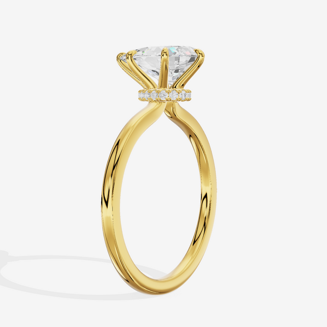 Sincere Halo Pear Engagement Ring (1/15 ct. tw.) in 18K Yellow Gold