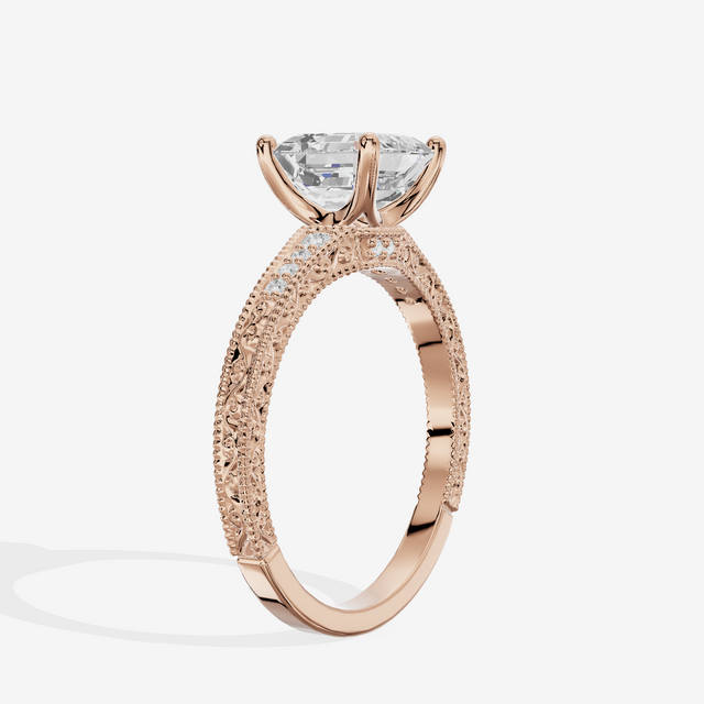 Vintage Sincere Asscher Engagement Ring (1/10 ct. tw.) in 18K Rose Gold