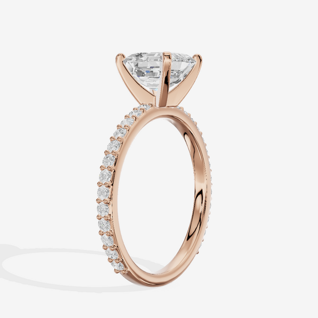 Petite Trellise Asscher Engagement Ring with Side Stones (1/3 ct. tw.) in 14K Rose Gold