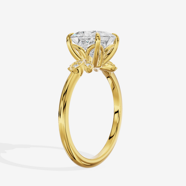 Trellise Princess Engagement Ring with Side Stones (1/20 ct. tw.) in 14K Yellow Gold