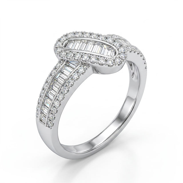 Pavé Tapered Baguette Engagement Ring (1.05 ct. tw.) in 18K White Gold
