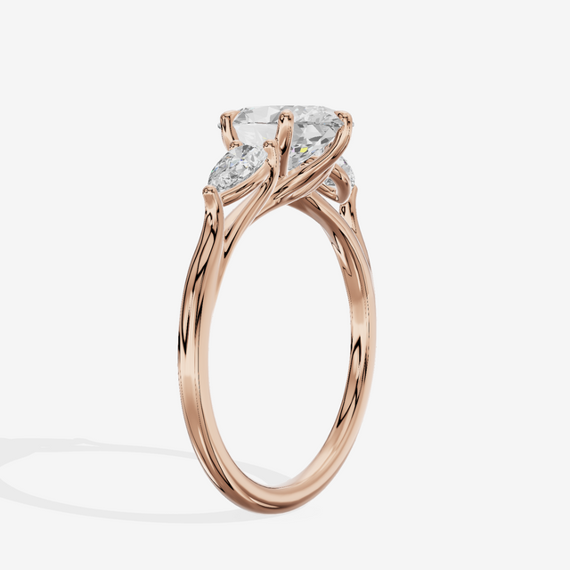 Luxe Sincere Three Stone Oval Engagement Ring (2/5 ct. tw.) in 18K Rose Gold