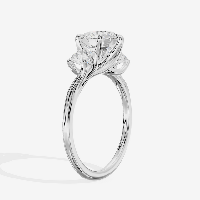 Luxe Vowsae Three Stone Round Engagement Ring (1/2 ct. tw.) in 18K White Gold