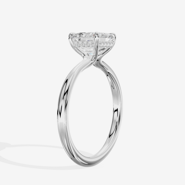 Adorae Asscher Hidden Halo Engagement Ring (1/20 ct. tw.) in 18K White Gold
