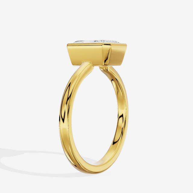 Trellise Bezel 2mm Radiant Solitaire Engagement Ring in 14K Yellow Gold
