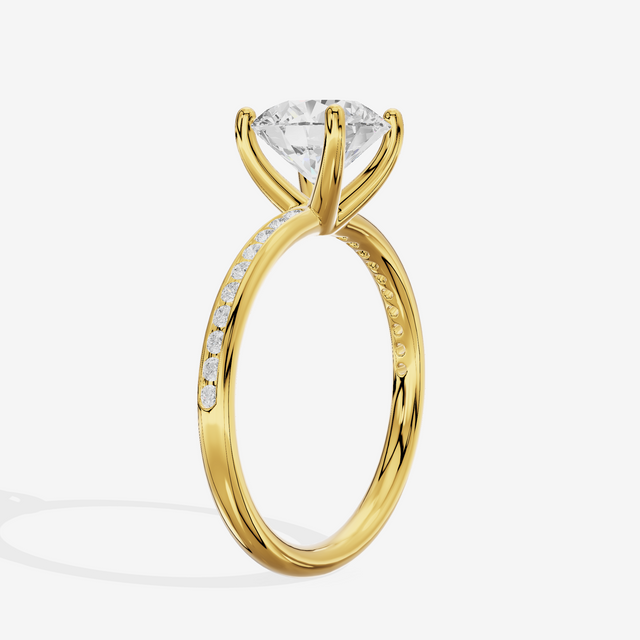 Classic Trellise Round Engagement Ring with Side Stones (1/8 ct. tw.) in 18K Yellow Gold