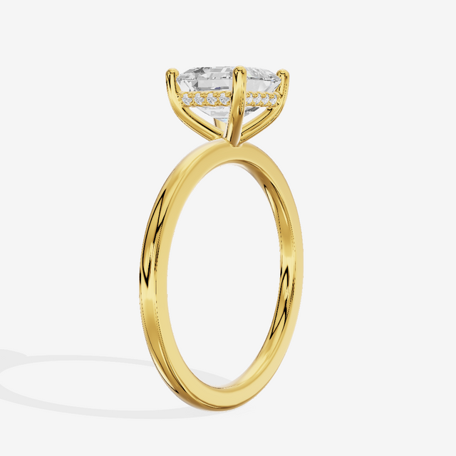 Vowsae Hidden Halo Asscher Engagement Ring (1/20 ct. tw.) in 14K Yellow Gold