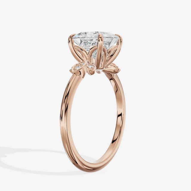 Trellise Princess Engagement Ring with Side Stones (1/20 ct. tw.) in 18K Rose Gold