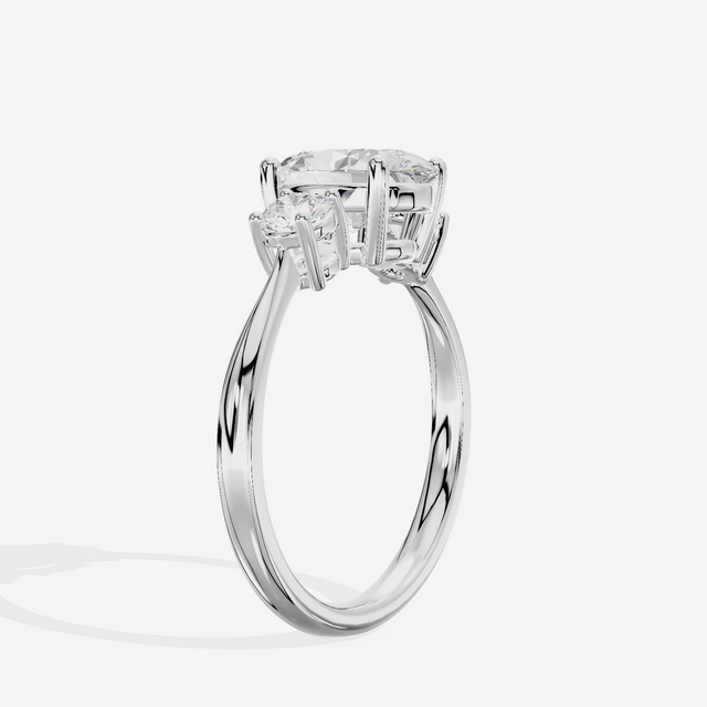Grand Sincere Three Stone Oval Engagement Ring (1/3 ct. tw.) in 18K White Gold