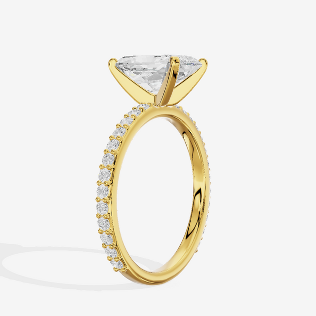Petite Trellise Radiant Engagement Ring with Side Stones (1/3 ct. tw.) in 14K Yellow Gold