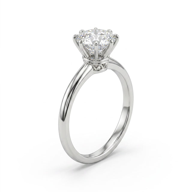 Tall Cathedral Solitaire Round Engagement Ring (1.09 ct. tw.) in 18K White Gold