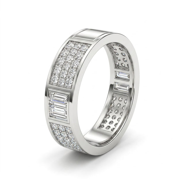 Low Profile Pavé Tapered Baguette Wedding Band (3/4 ct. tw.) in 18K White Gold