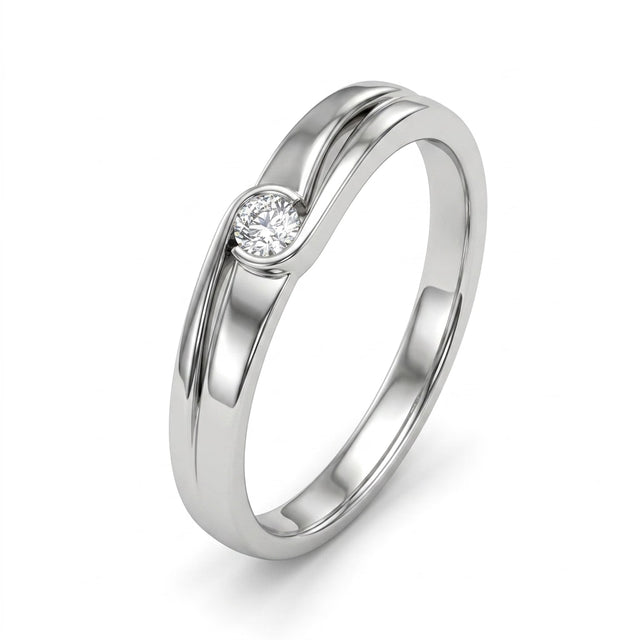 Low Profile Round Wedding Band (1/10 ct.) in 18K White Gold