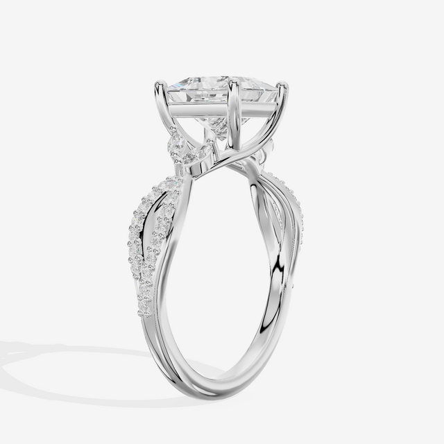 Luxe Lumera Princess Engagement Ring with Side Stones (1/4 ct. tw.) in Platinum
