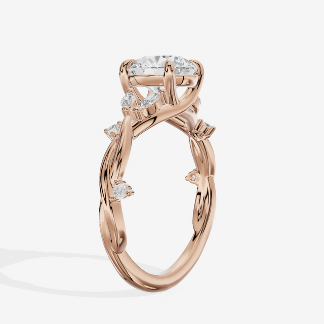 Twined Vowsae Round Twisted Engagement Ring (1/6 ct. tw.) in 14K Rose Gold