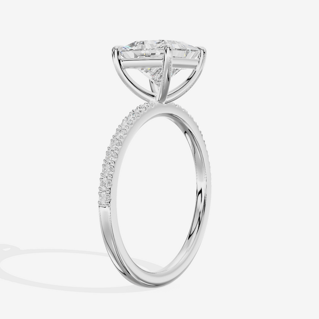 Tender Vowsae Princess Engagement Ring with Side Stones (1/8 ct. tw.) in 14K White Gold
