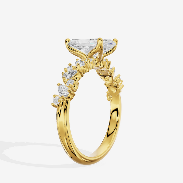 Bowed Vowsae Radiant Engagement Ring with Side Stones (2/5 ct. tw.) in 14K Yellow Gold