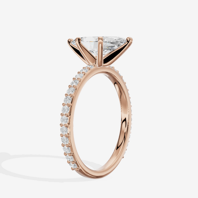 Petite Trellise Marquise Engagement Ring with Side Stones (1/3 ct. tw.) in 18K Rose Gold