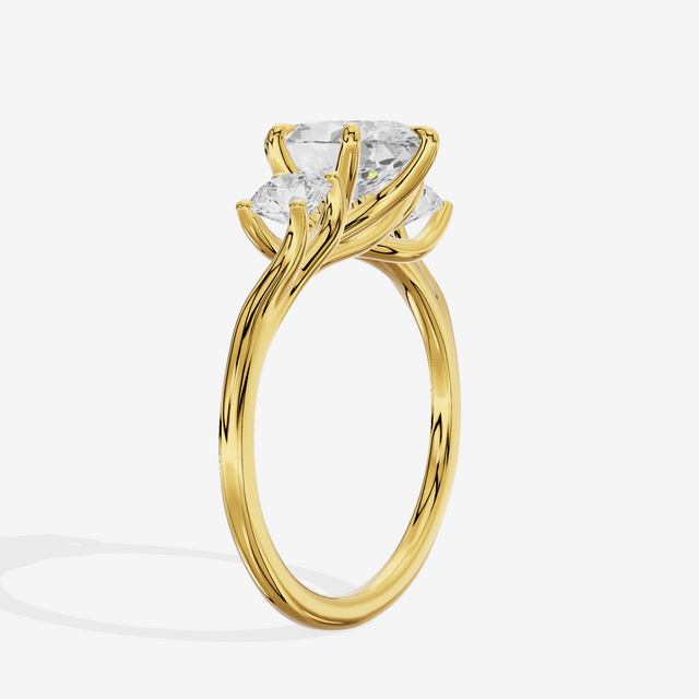 Luxe Vowsae Three Stone Oval Engagement Ring (1/2 ct. tw.) in 18K Yellow Gold
