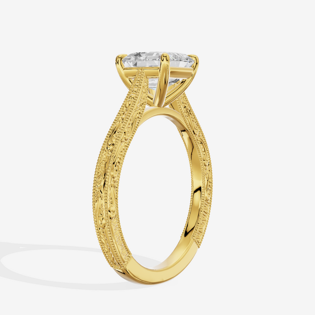 Vintage Vowsae Asscher Engagement Ring in 14K Yellow Gold