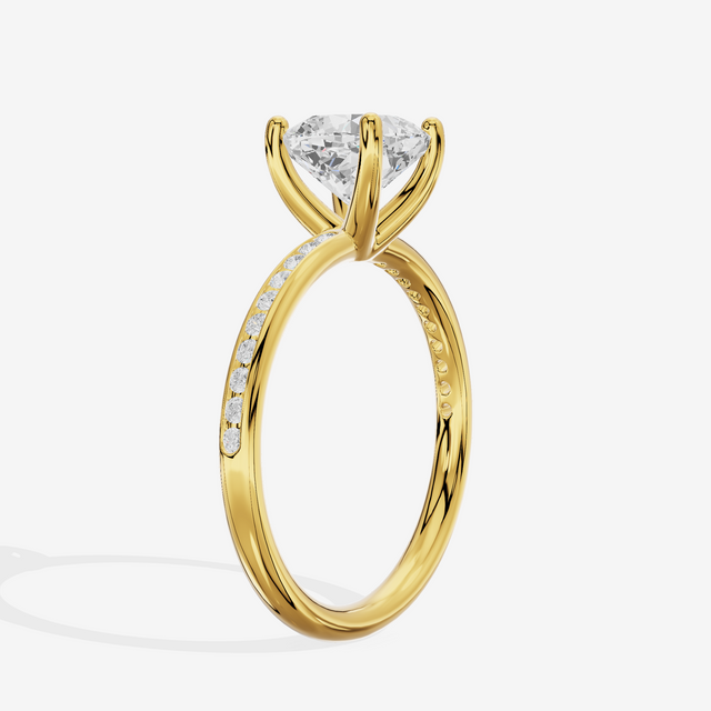 Classic Trellise Cushion Engagement Ring with Side Stones (1/8 ct. tw.) in 14K Yellow Gold