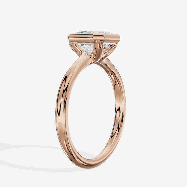 Coeurine Bezel 2mm Asscher Solitaire Engagement Ring in 18K Rose Gold